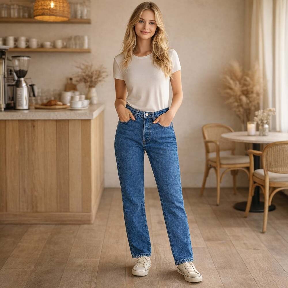 Levi’s Ribcage Straight Ankle Jeans Sz 24 High Rise Blue Denim Classic